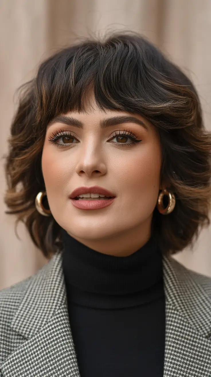 Trendy shag hairstyles 2026 Structured Medium Shag With Defined Bangs