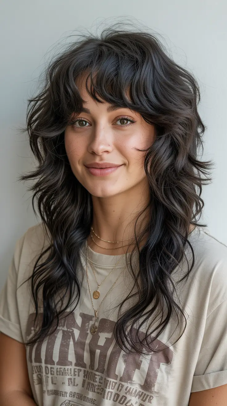 Trendy shag hairstyles 2026 Soft Brunette Shag With Natural Waves