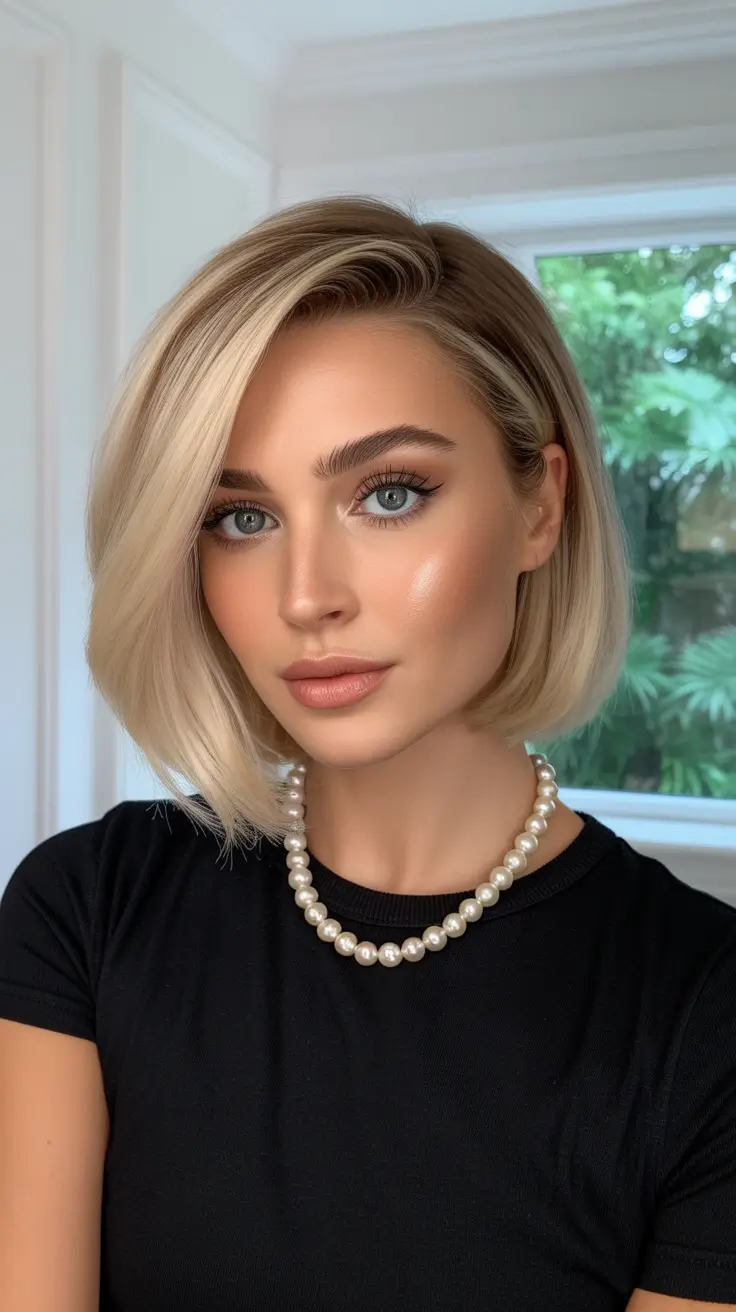 short haircuts for women Classic Blonde Bob with Modern Volume