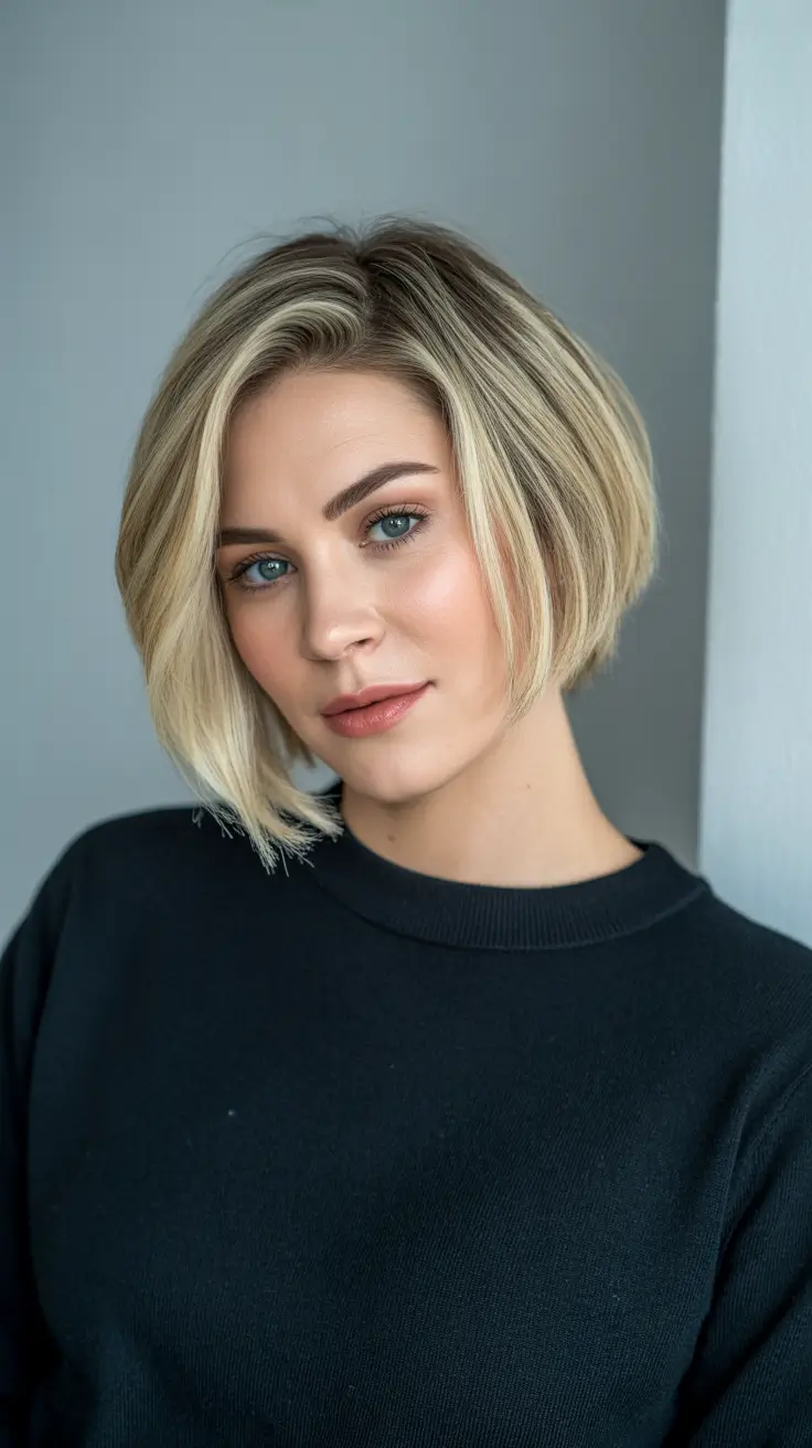 short haircuts for women Beveled Bob with Clean Blunt Ends
