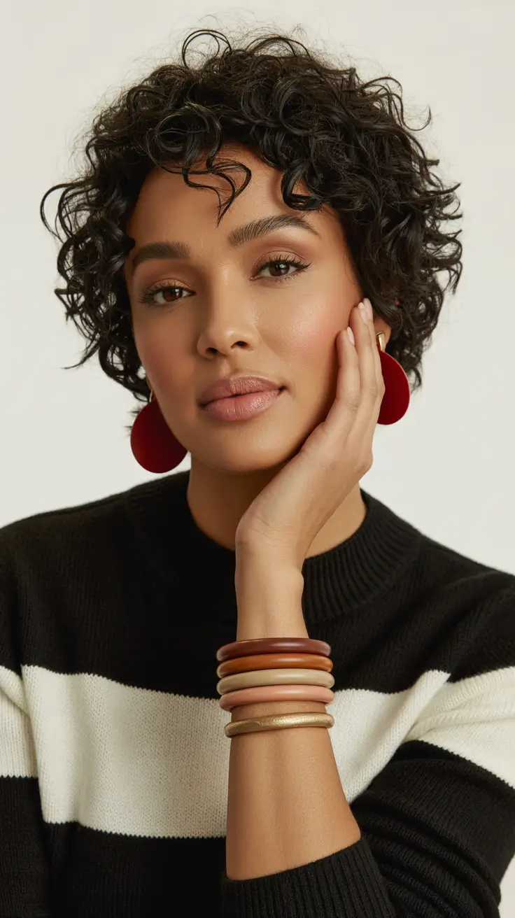 short haircuts for curly hair Chin-Length Curly Bob with Defined Ringlets