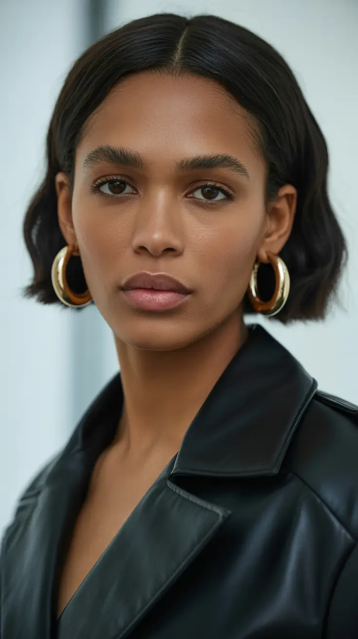 straight hair Polished Center-Part Bob with Sleek Ends