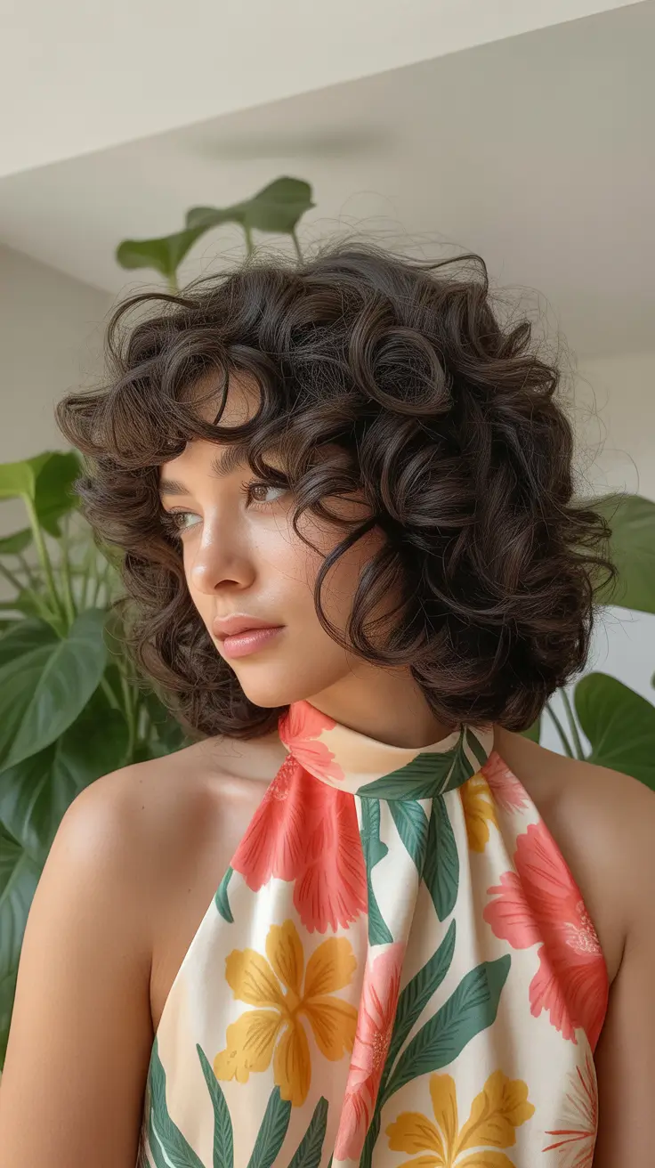 short haircuts with bangs Voluminous Vintage Curls with Fringe Layers
