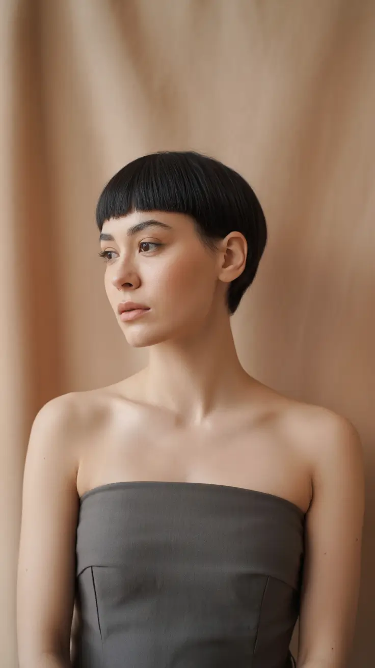 short haircuts for women Ultra-Short Bowl with Micro Bangs