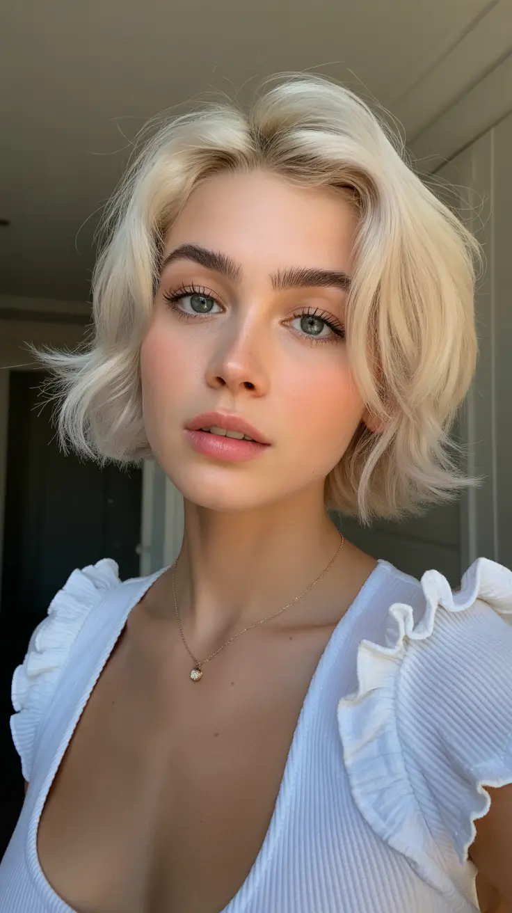 short haircuts for fine flat hair Soft Blonde Waves with Volume Crown