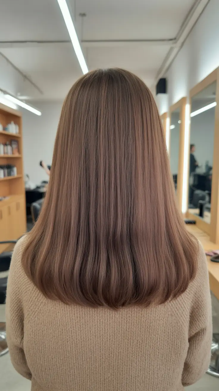 Trendy straight hairstyles 2026 - Smooth Mid Length Caramel Straight Cut