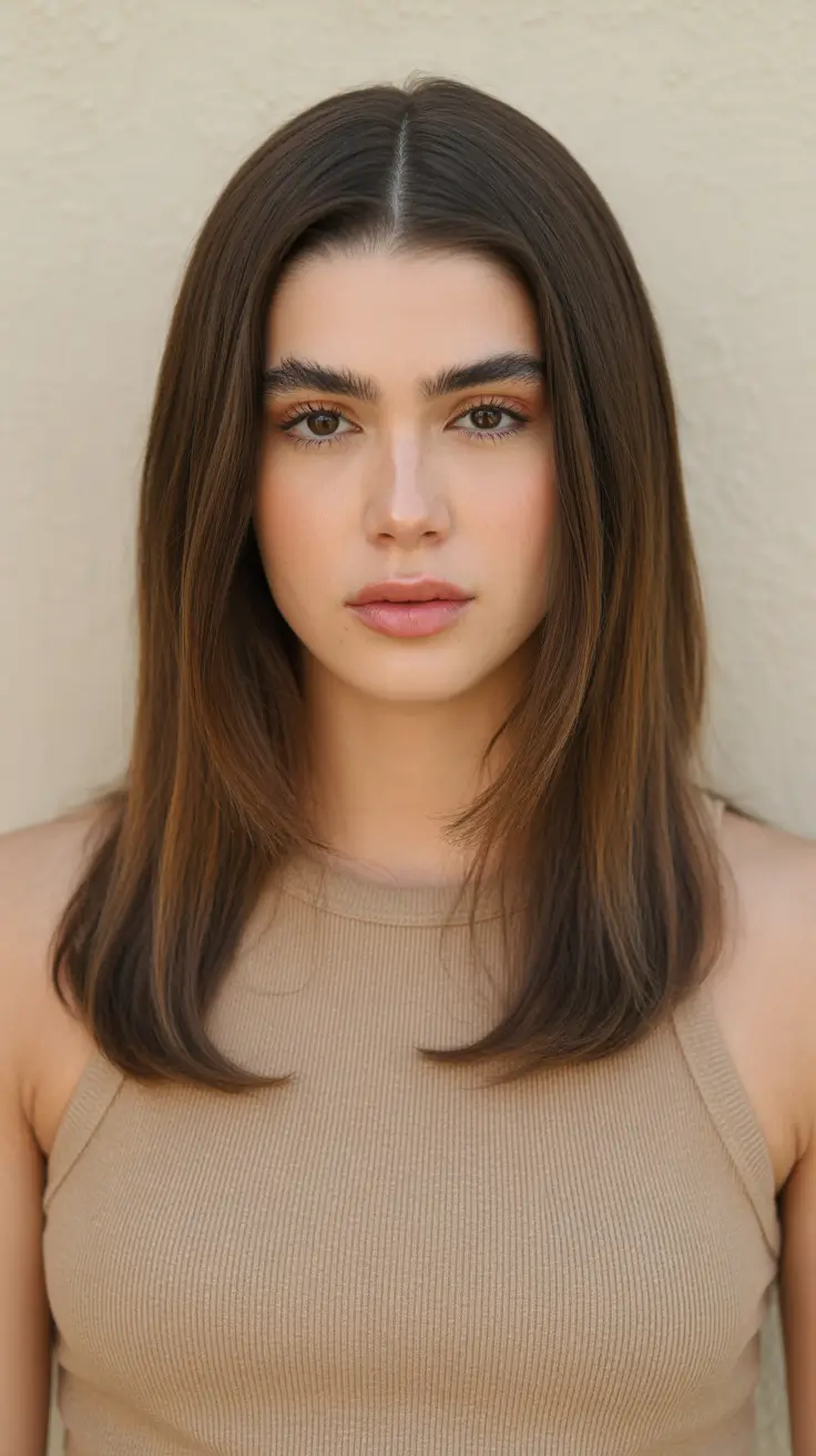 Trendy straight hairstyles 2026 - Classic Mid Length Shine