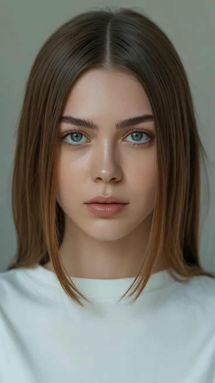 Trendy straight hairstyles 2026 - Soft Straight Mid-Length with Face Highlights