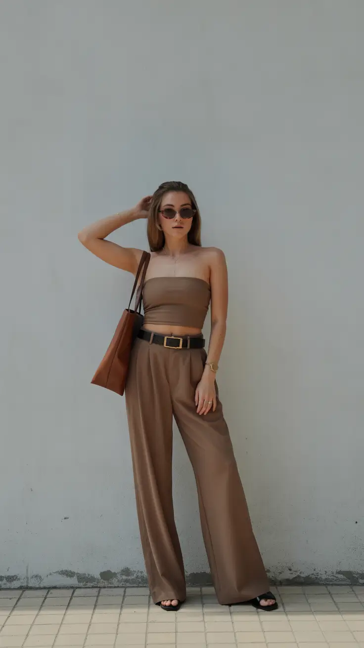 spring dinner outfits Monochrome Tan With Sleek Minimalist Lines