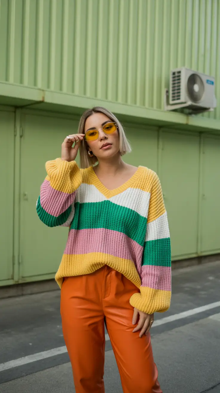 comfy spring outfits for women 2026 Striped Colorplay With Saturated Spring Tones