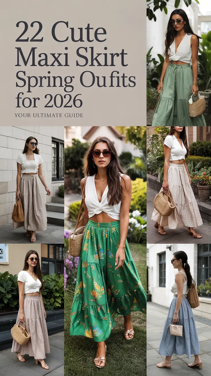 Cute Maxi Skirt Spring Outfits for 2026: Fresh Ideas in Denim, Satin, White & Pastels