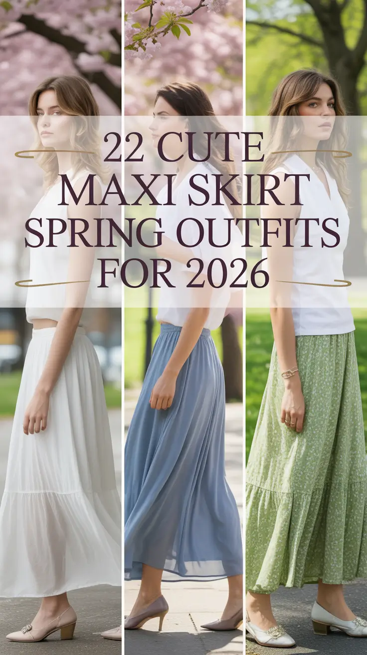 Cute Maxi Skirt Spring Outfits for 2026: Fresh Ideas in Denim, Satin, White & Pastels