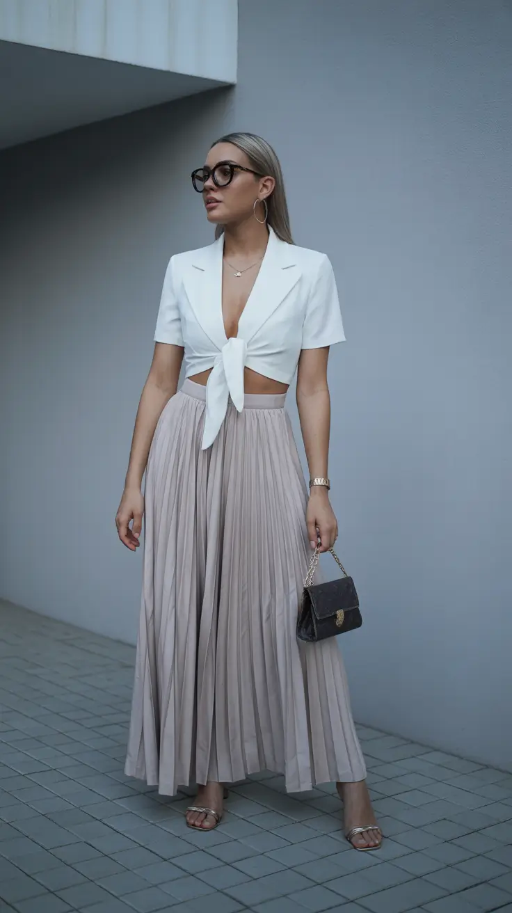 spring outfits streetwear y2k Soft Pleats with Modern Feminine Structure