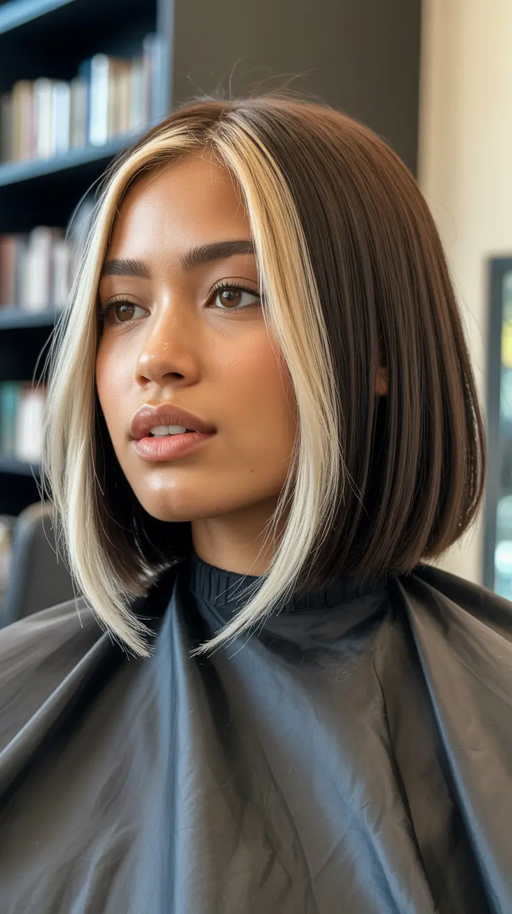 spring hair color on brown skin 2026 Creamy Money-Piece Bob With Brunette Depth