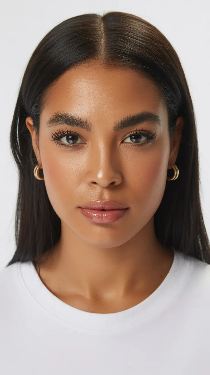 spring hair color on brown skin 2026 Silky Espresso Middle Part With Glass-Like Shine