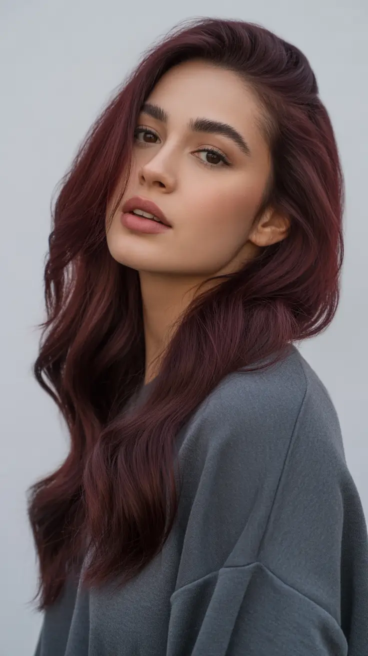 spring hair color on brown skin 2026 Burgundy Merlot Waves