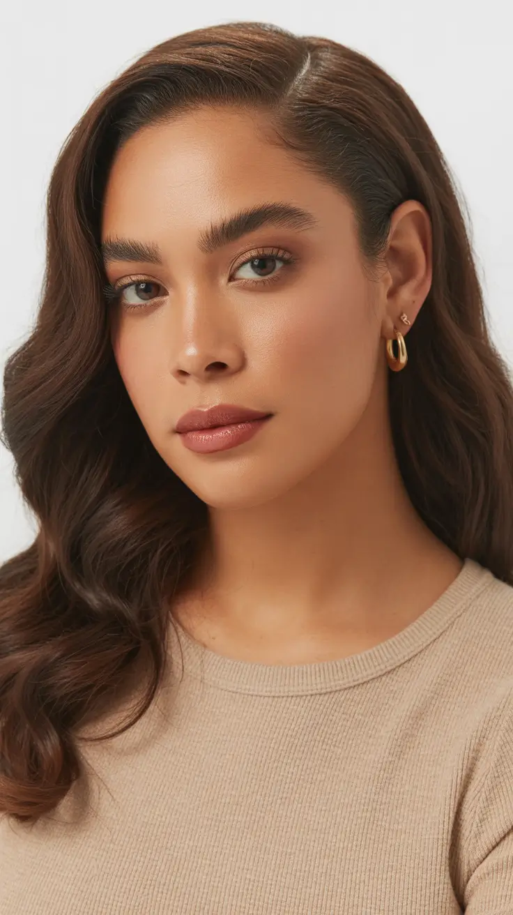 spring hair color on brown skin 2026 Classic Chocolate Waves With Soft Depth