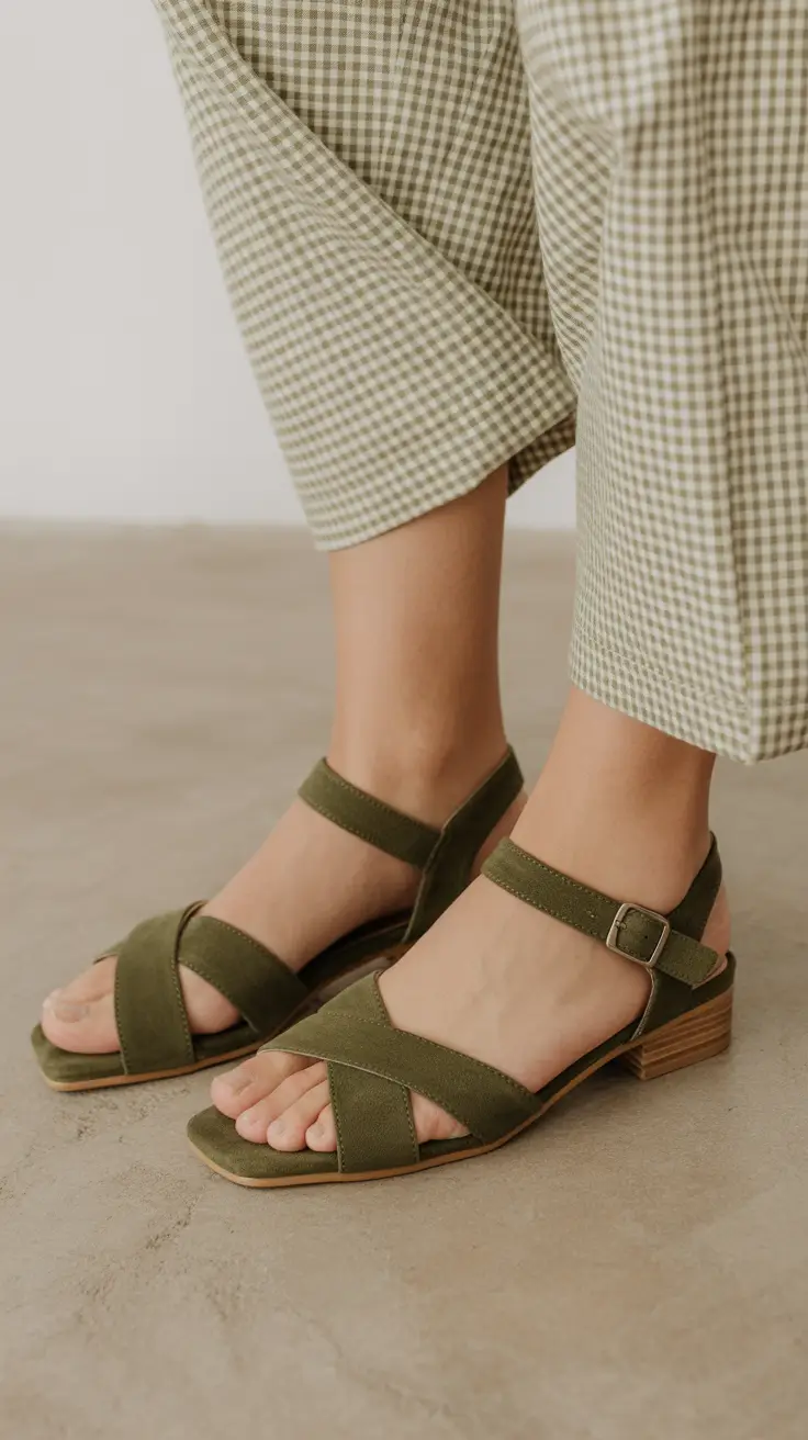 spring outfit sandals Soft Greens and Clean Lines