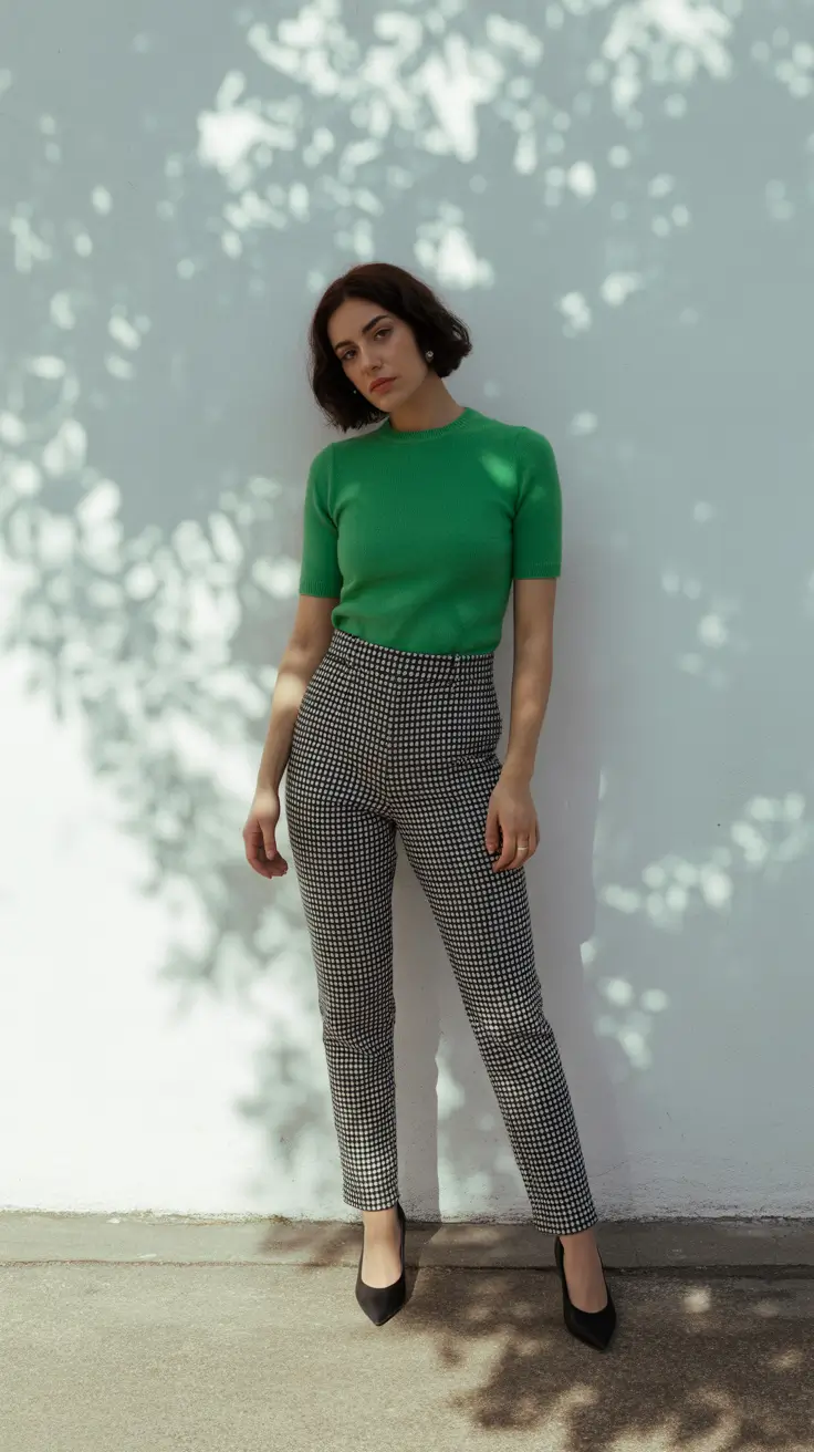 elegant casual spring outfits 2026 Retro Minimalism With a Fresh Green Accent