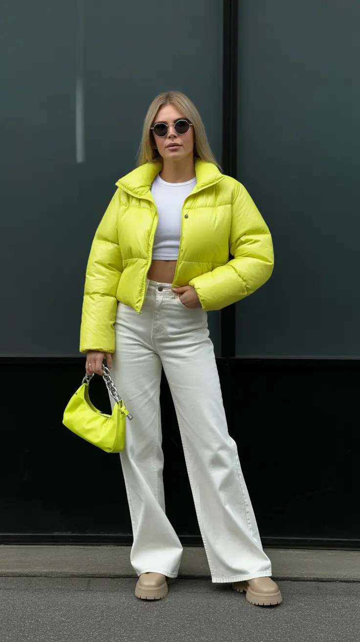 elegant casual spring outfits 2026 Neon Outerwear to Brighten a Chilly Spring Morning