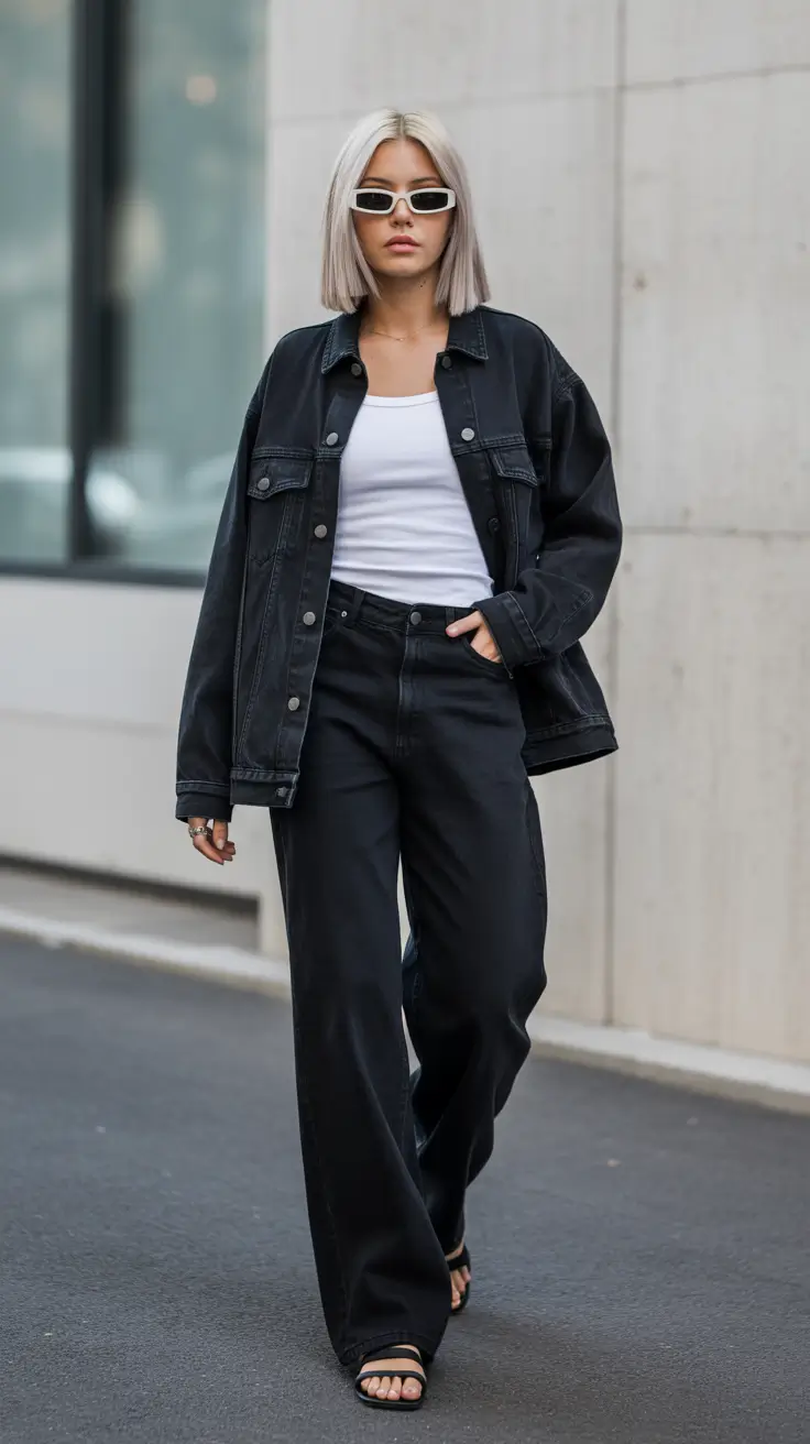 elegant casual spring outfits 2026 Monochrome Denim for Modern Urban Chic