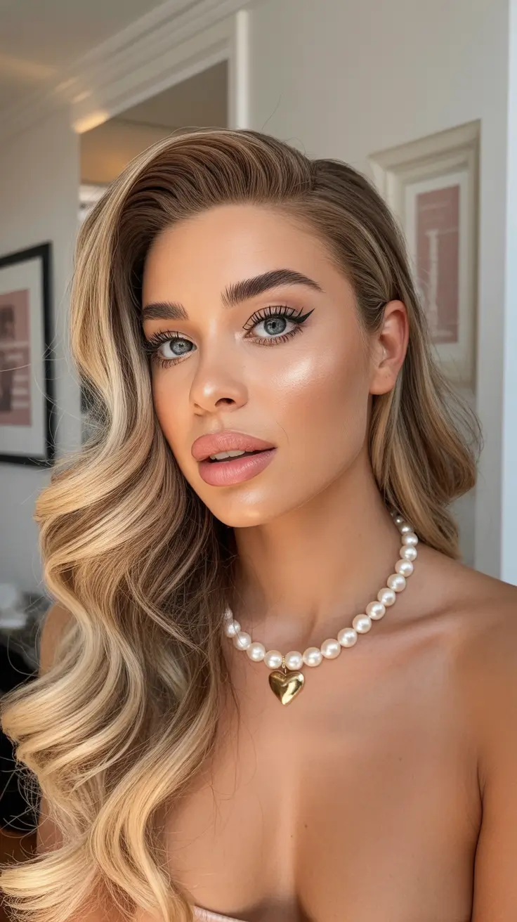 february hair color ideas 2026 Old-Hollywood Vanilla Blonde With Sculpted Waves