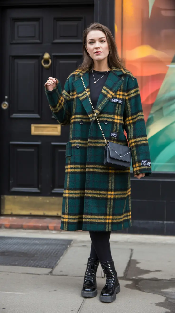 February outfits ideas 2026 Statement Plaid for Confident Winter Days
