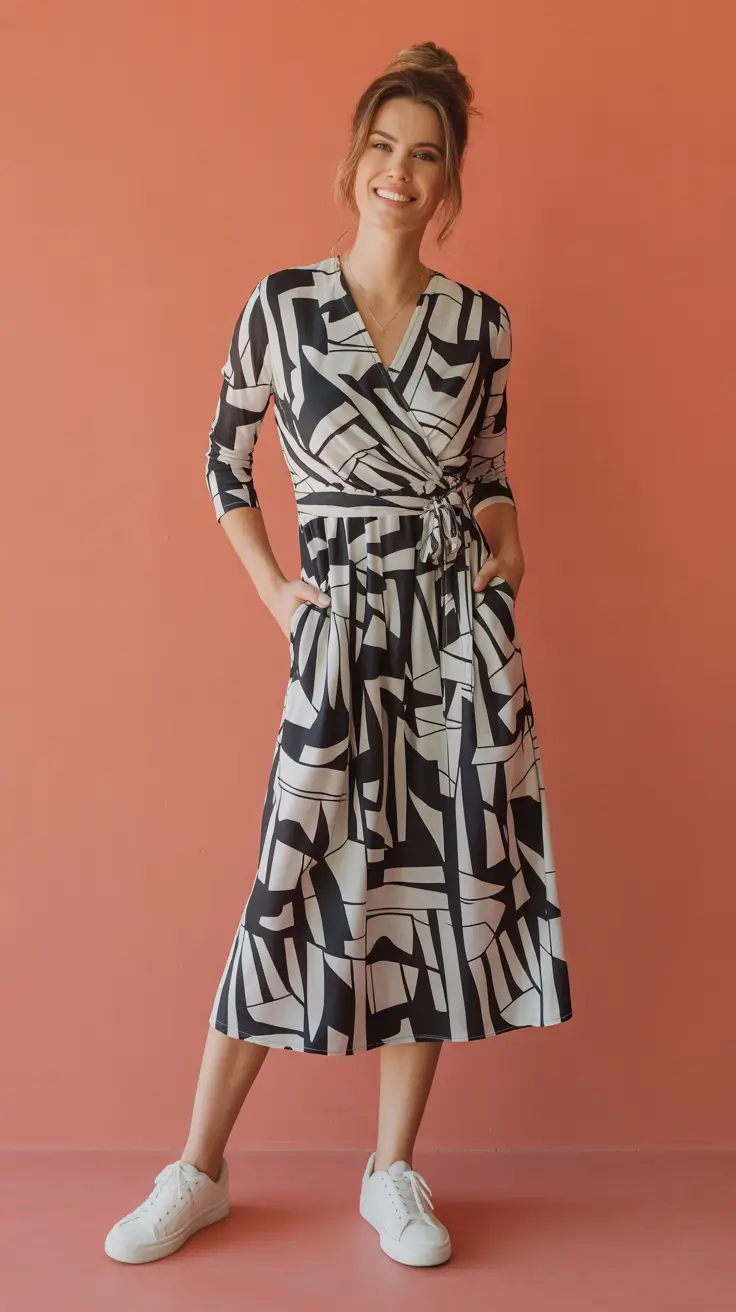 spring dress outfits 2026 Graphic Wrap Dresses With Effortless Movement