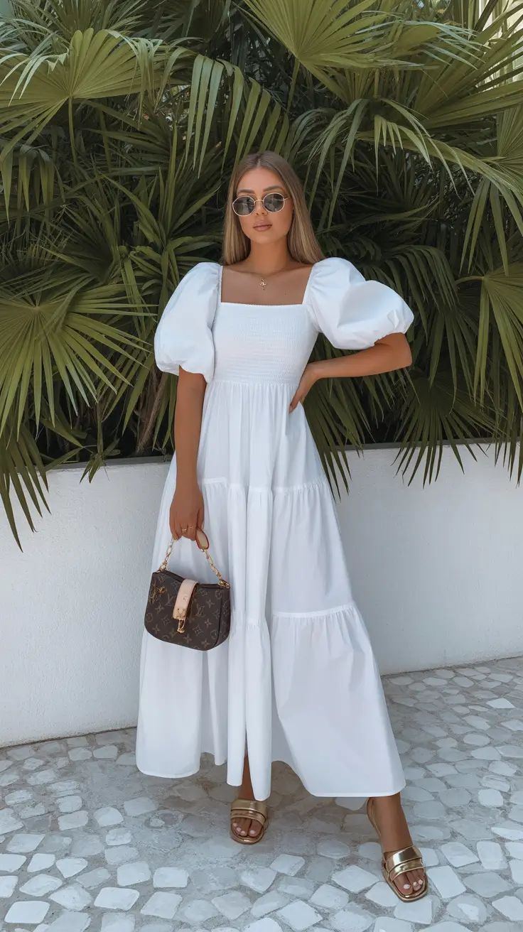 spring dress outfits 2026 Romantic White Volume Sleeves for Sun-Drenched Days