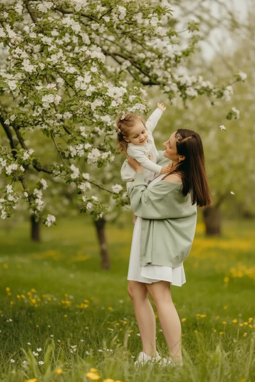 modern spring family pictures outfits 2026 Mint-Green Calm for Cool Weather Spring Sessions