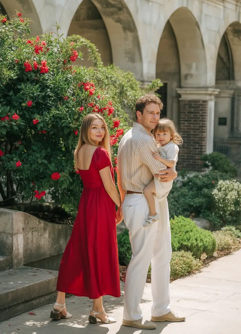 modern spring family pictures outfits 2026 Romantic Reds With Classic Spring Elegance