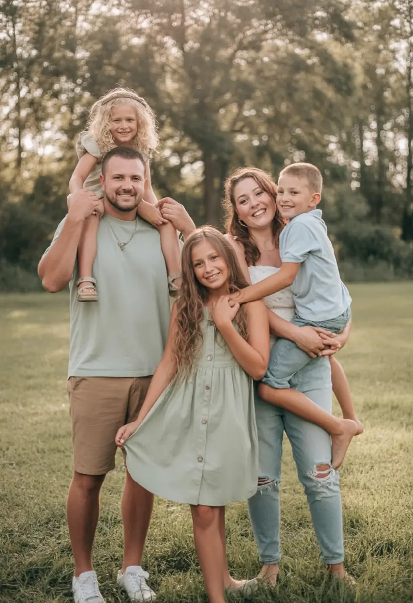 modern spring family pictures outfits 2026 Sage Green Ease for Laid-Back Spring Moments