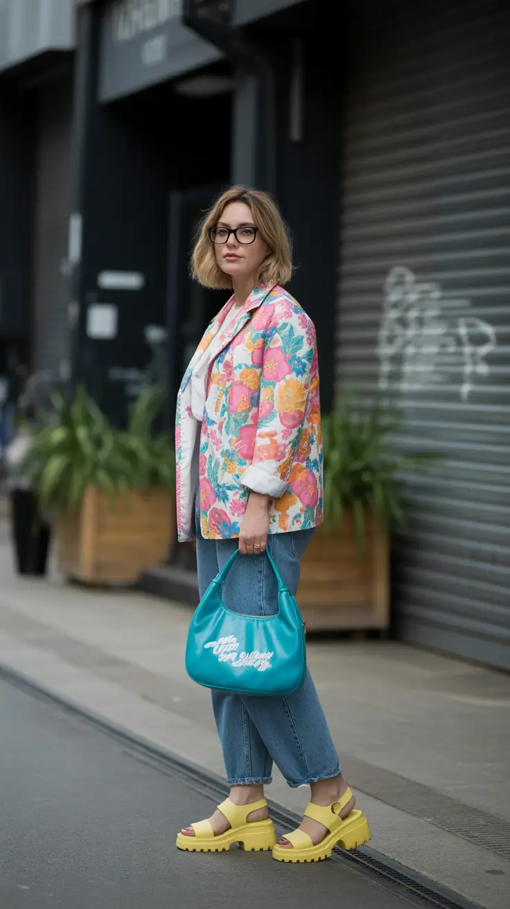 early spring outfits 2026 Bold Florals With Fresh Color Pop Energy
