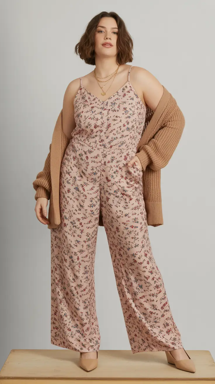 plus size spring outfits 2026 Relaxed Florals With Cozy Textures