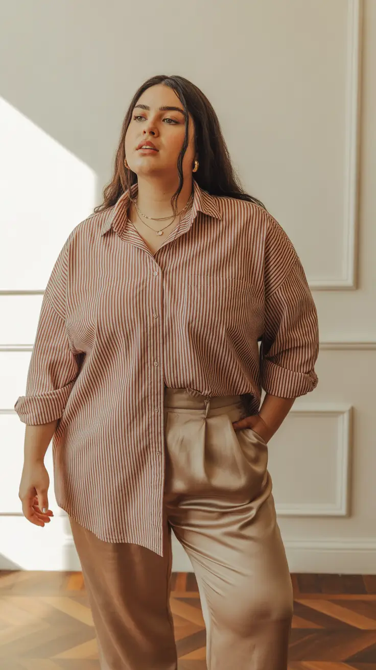 plus size spring outfits 2026 Silky Neutrals and Unbuttoned Ease