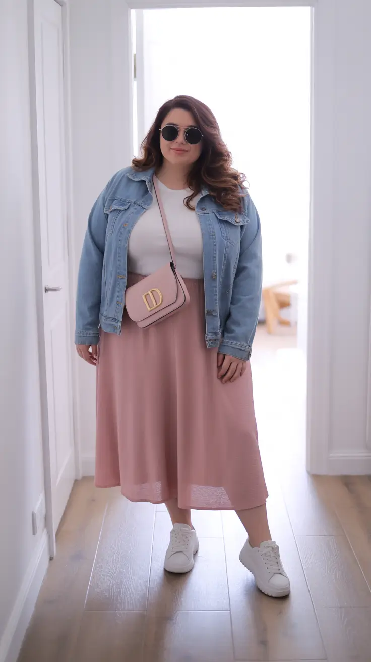 plus size spring outfits 2026 Soft Pastels and Denim for Everyday Ease