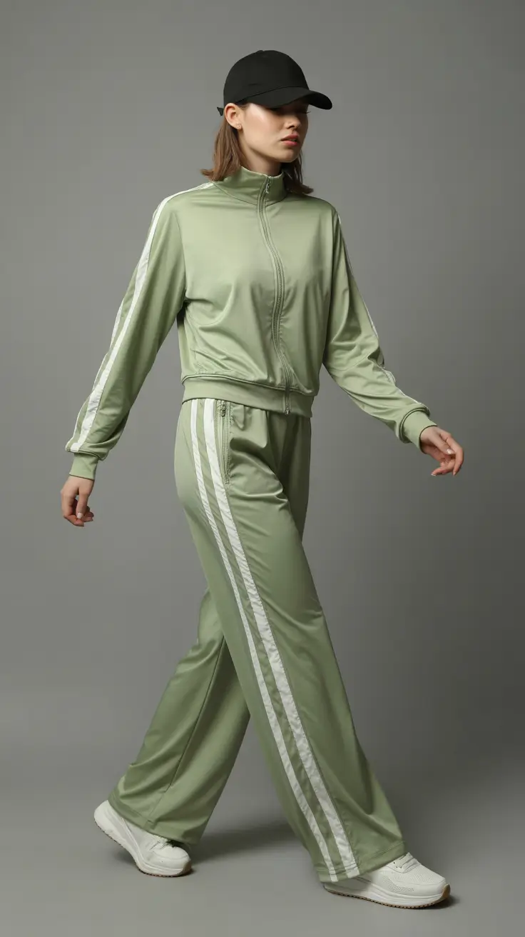 spring workout outfits 2026 Sage Track Set for Casual, Warm Spring Walks