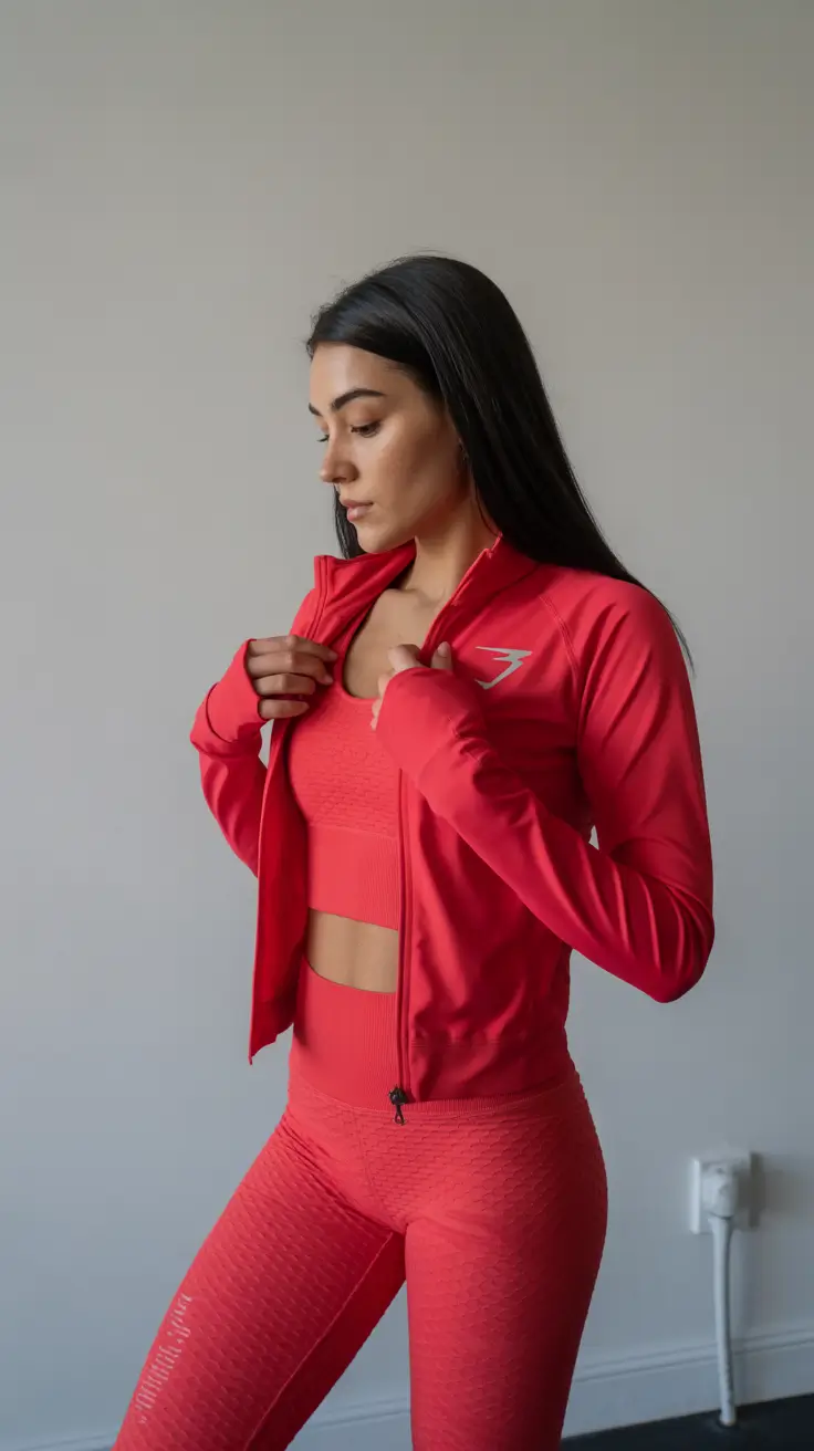 spring workout outfits 2026 Bold Crimson Training Set for High-Energy Spring Sessions