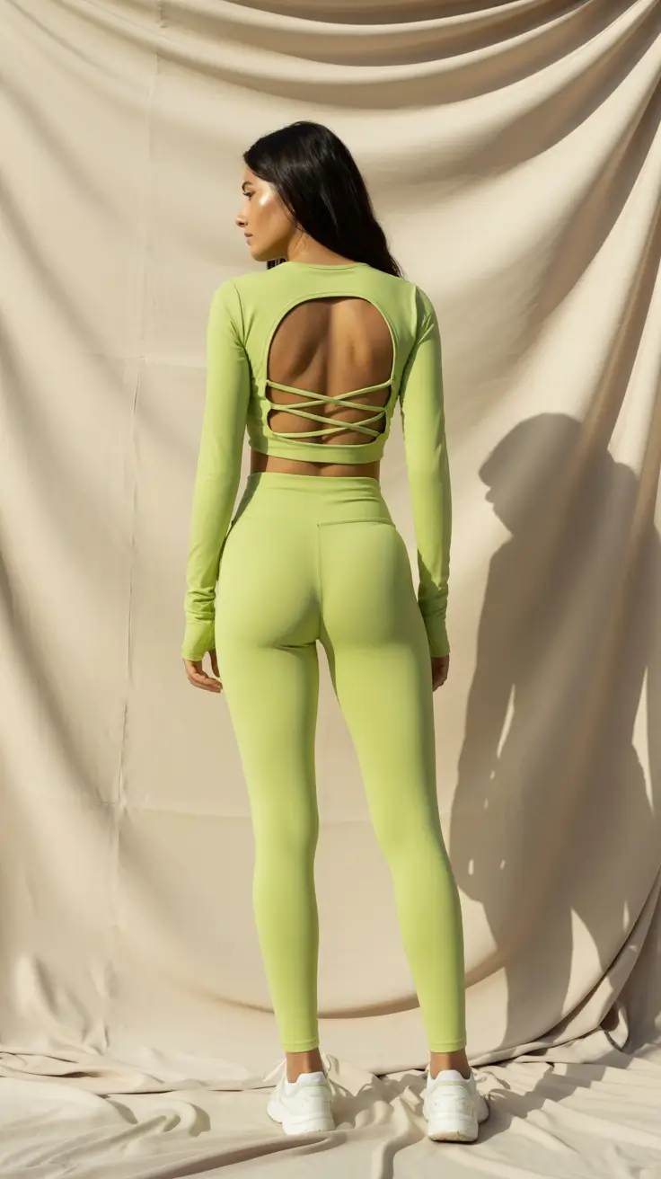 spring workout outfits 2026 Lime Crisscross Back Set for Bright, Energized Spring Workouts