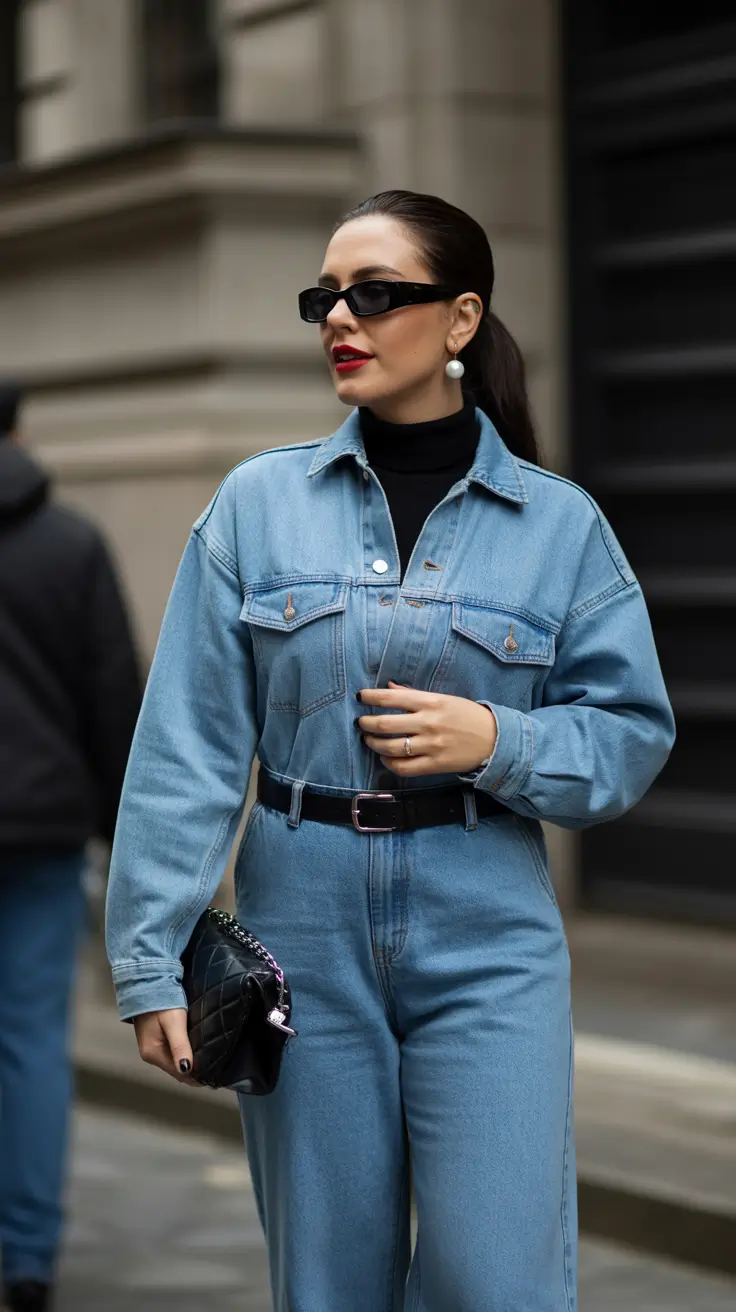popular spring date night outfit 2026 Denim-on-Denim with City-Chic Polish