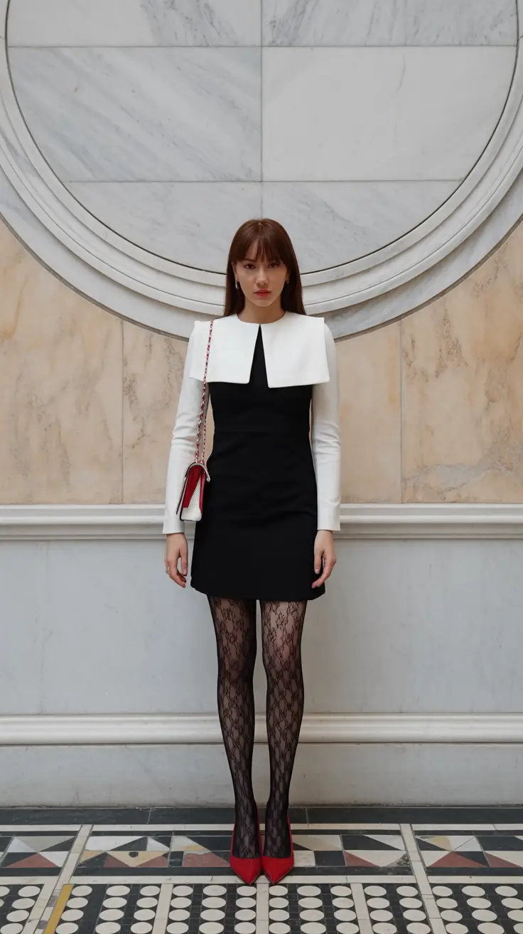 popular spring date night outfit 2026 Monochrome Contrast with Couture-Inspired Lines