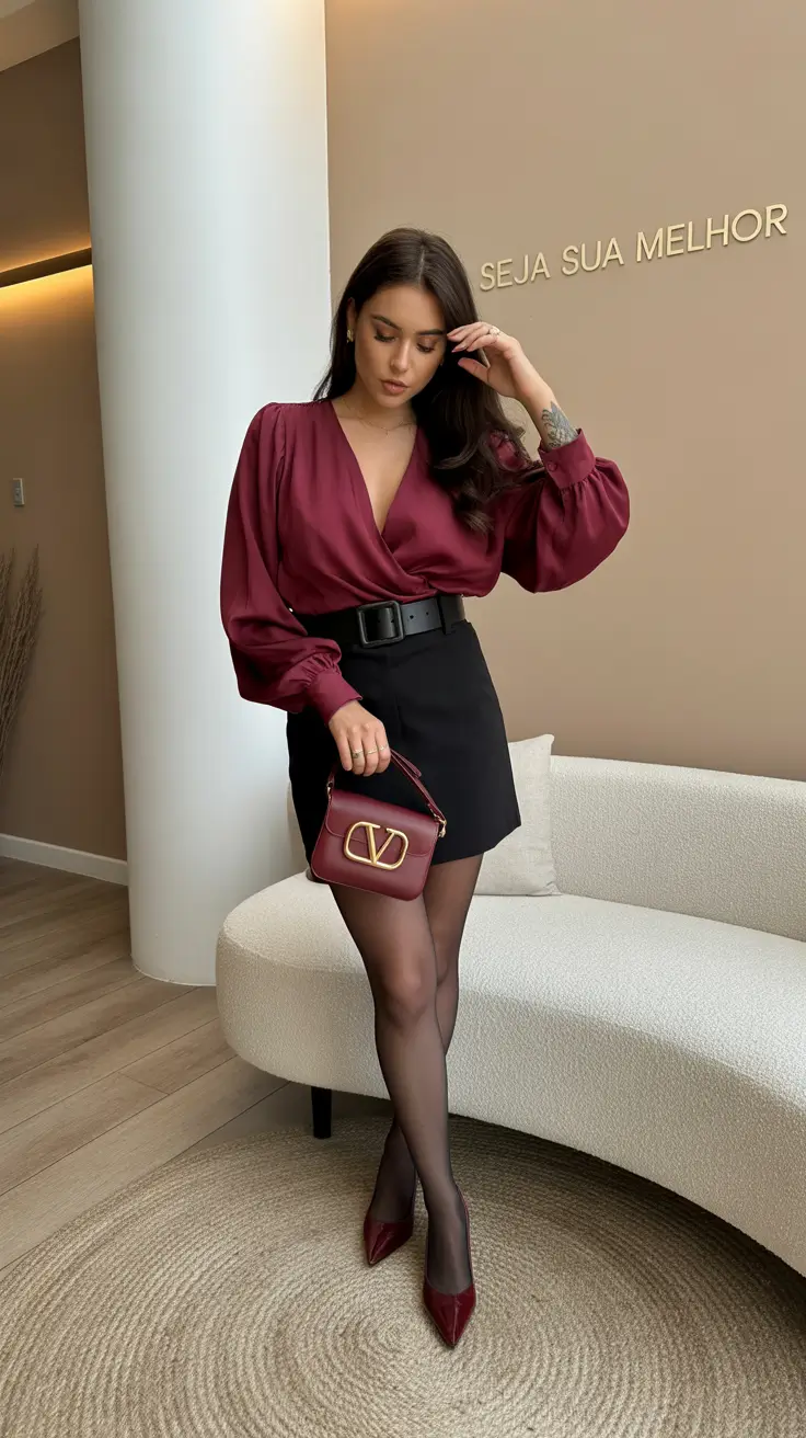 popular spring date night outfit 2026 Romantic Confidence in Deep Wine Tones