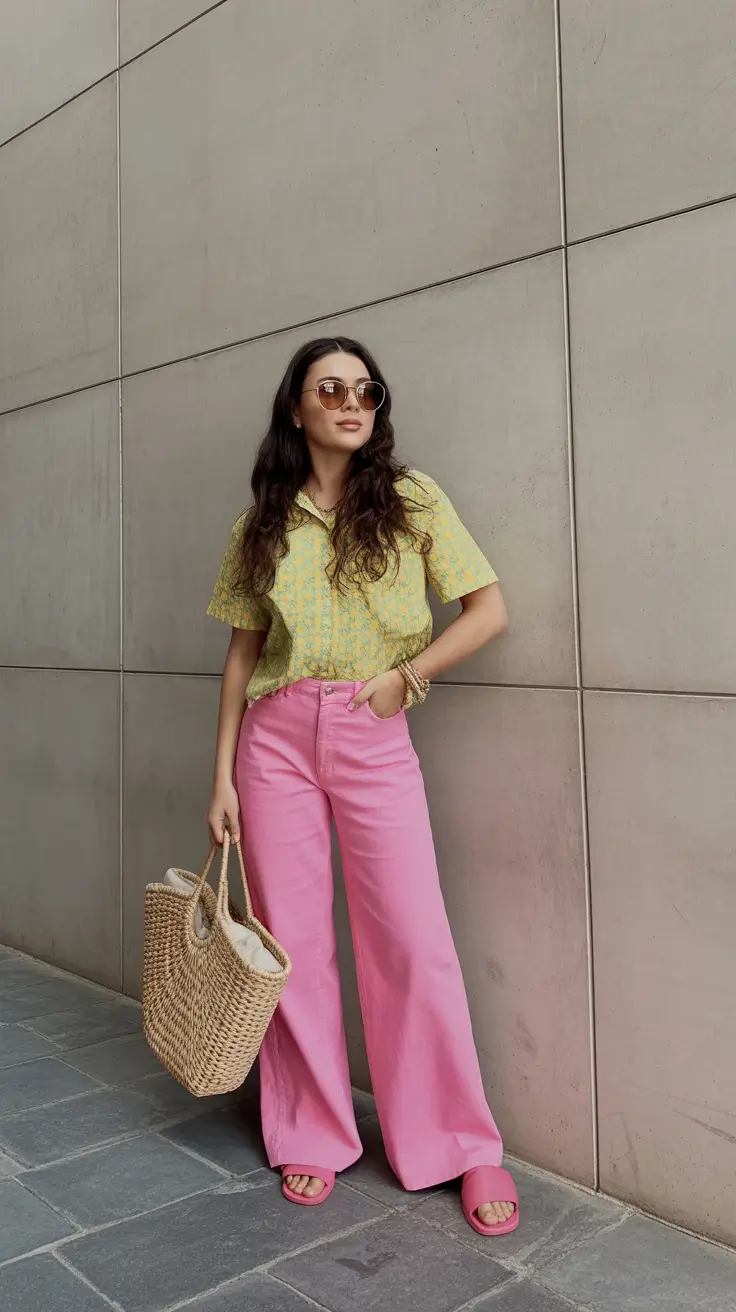 spring jean outfits 2026 Bright Color Play With Bold Spring Denim