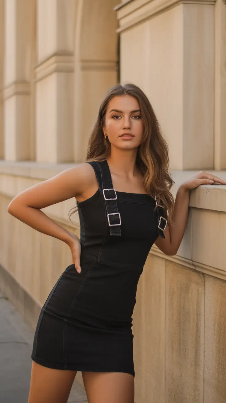 spring jean outfits for work Sleek Black Mini for Transitional Days