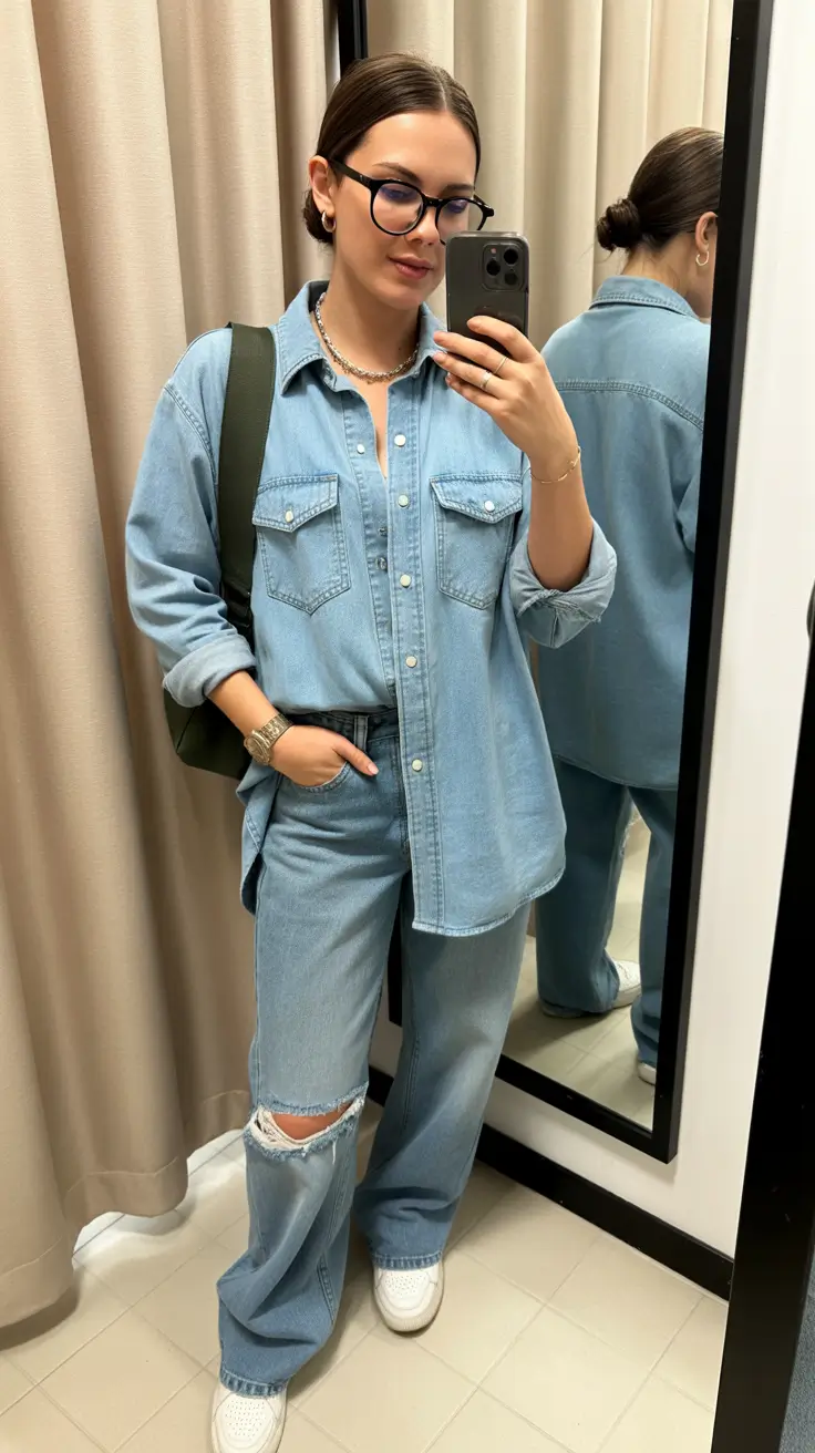 spring jean outfits casual Relaxed Denim Layers for Everyday Comfort