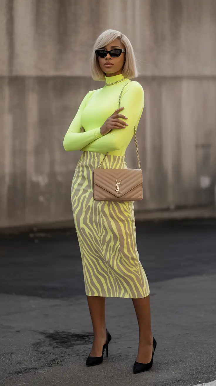 popular spring outfits black women 2026 Neon Energy With Graphic Spring Patterns