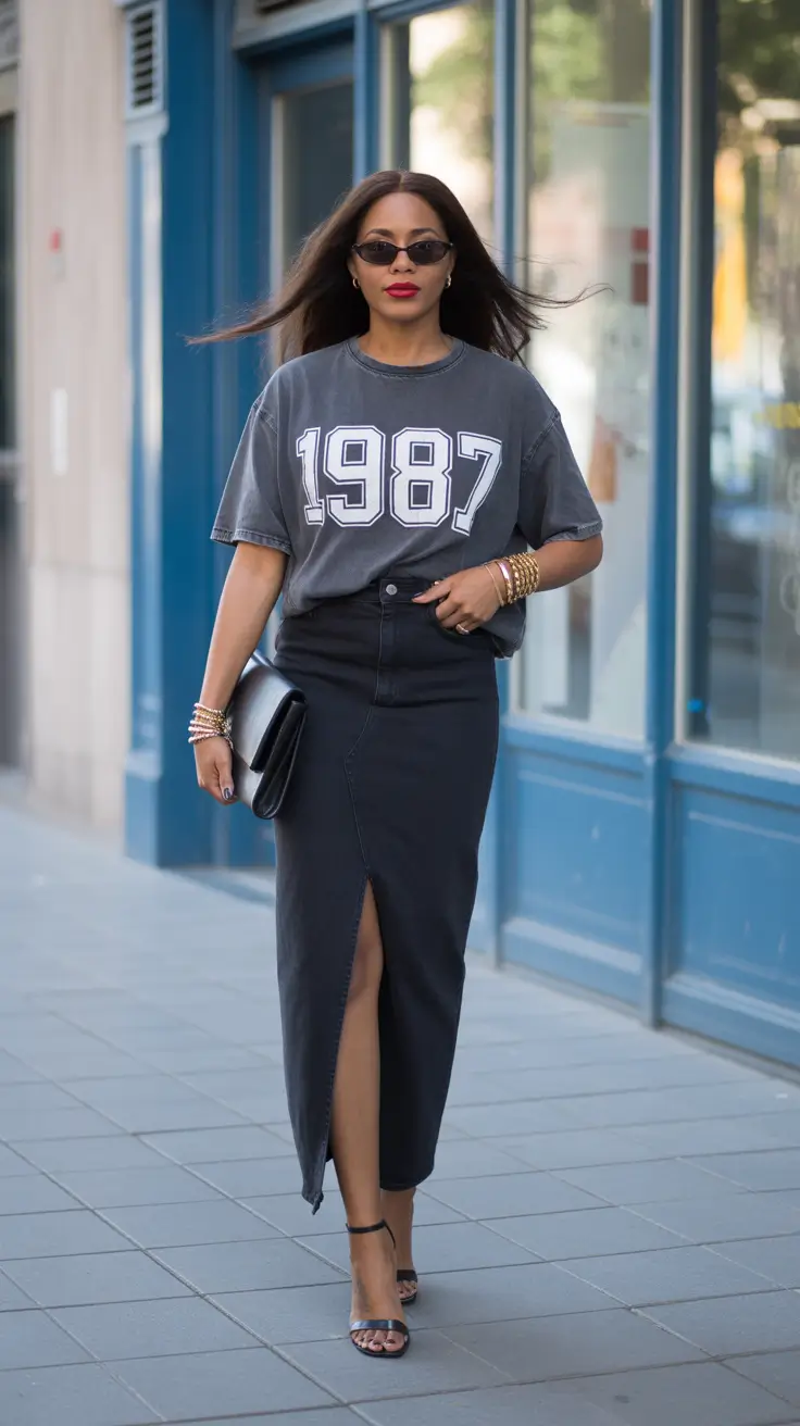 popular spring outfits black women 2026 Graphic Minimalism With a Sleek Denim Twist