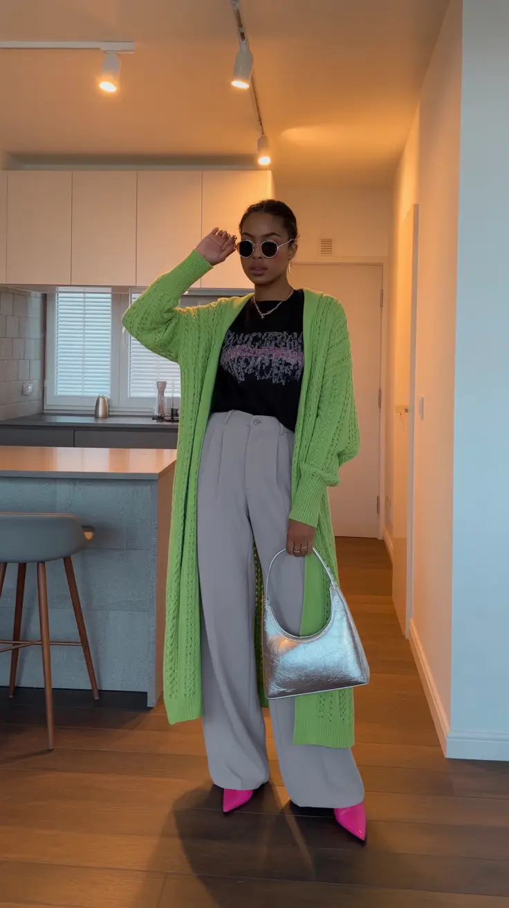 popular spring outfits black women 2026 Lime Layers and Tailored Neutrals for a Playful Spring Mood