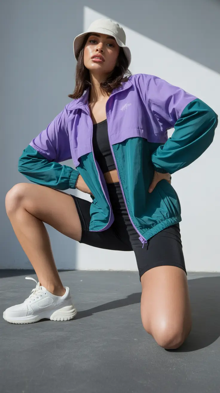 popular spring sport outfits for women 2026 - Retro Windbreaker Street Sport Look