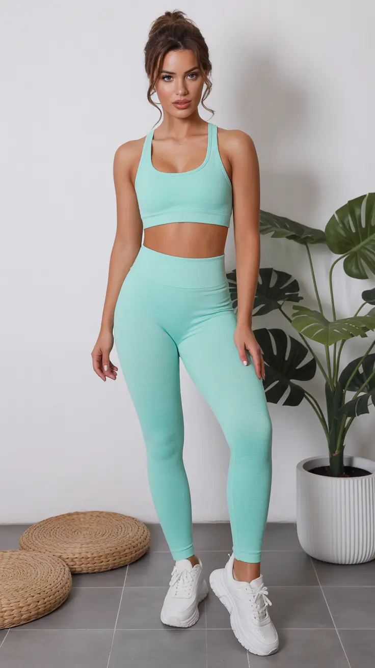 popular spring sport outfits for women 2026 - Mint Seamless Studio Set